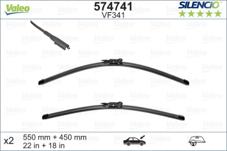 Комплект бескаркасных стеклоочистителей Valeo Silencio Flat VF341